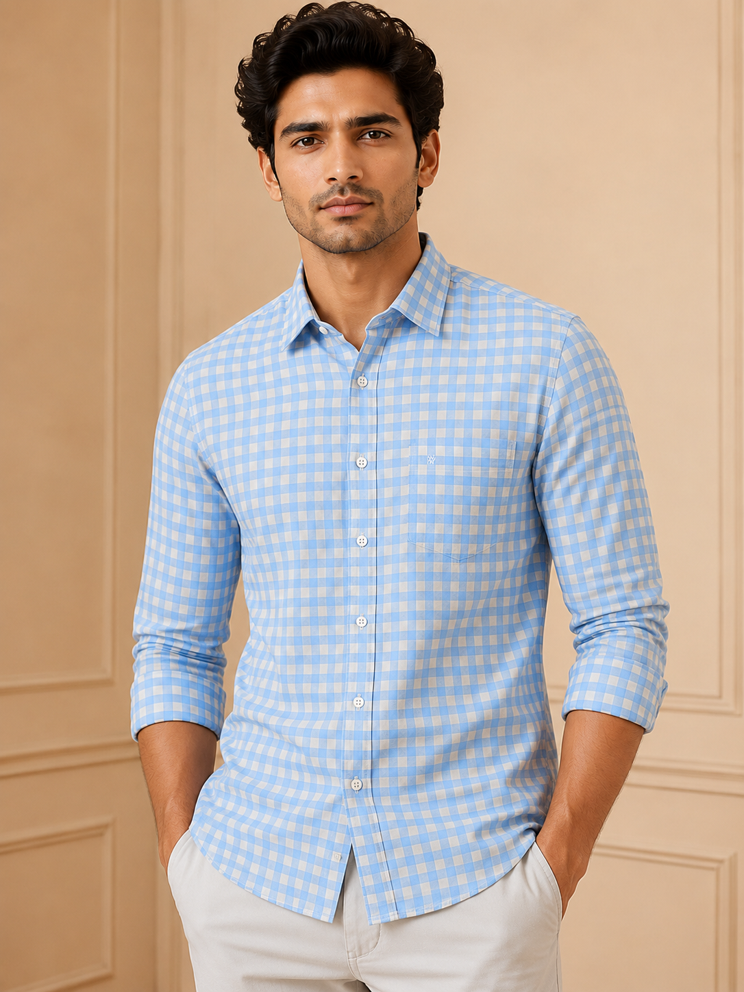 file_00000000eac472089bd800f289a48c3a Oxford Checked Full-Sleeve Shirt - Image 1